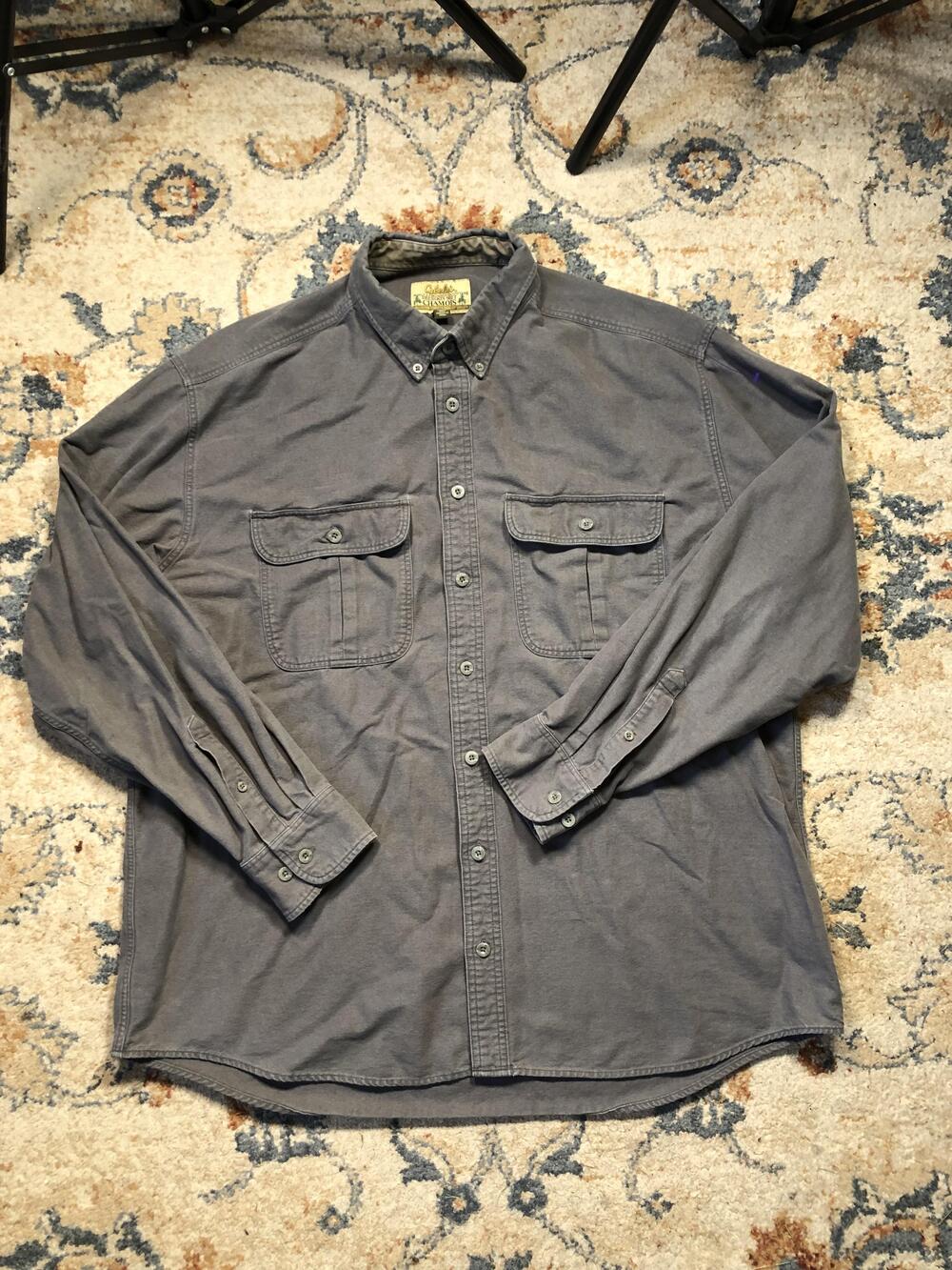 Cabela's Shirt Mens XL Tall Gray Deerskin Soft Chamois Button Down Long Sleeve